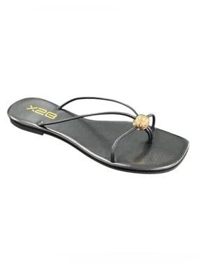 X2B Black Women's Thong Sandal with Gold Accent